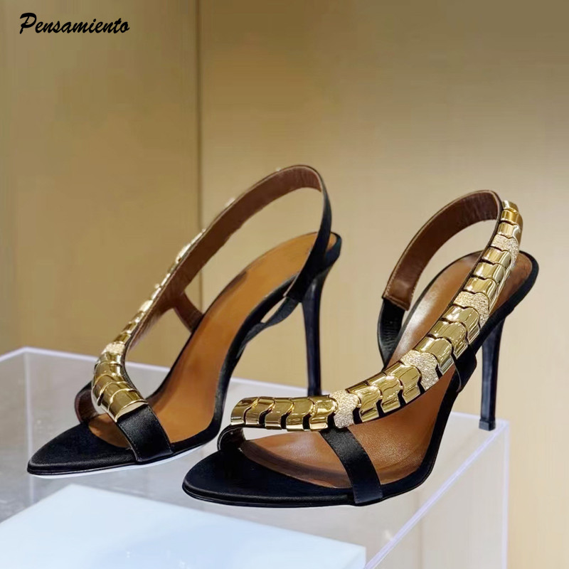 Luxury Lifestyle Shoes - Sandali da donna gladiatore in raso