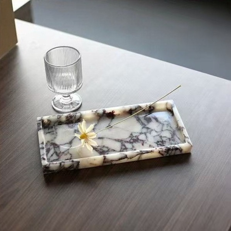 Scented Candle Luxury - Vassoio rettangolare in marmo viola Cararra