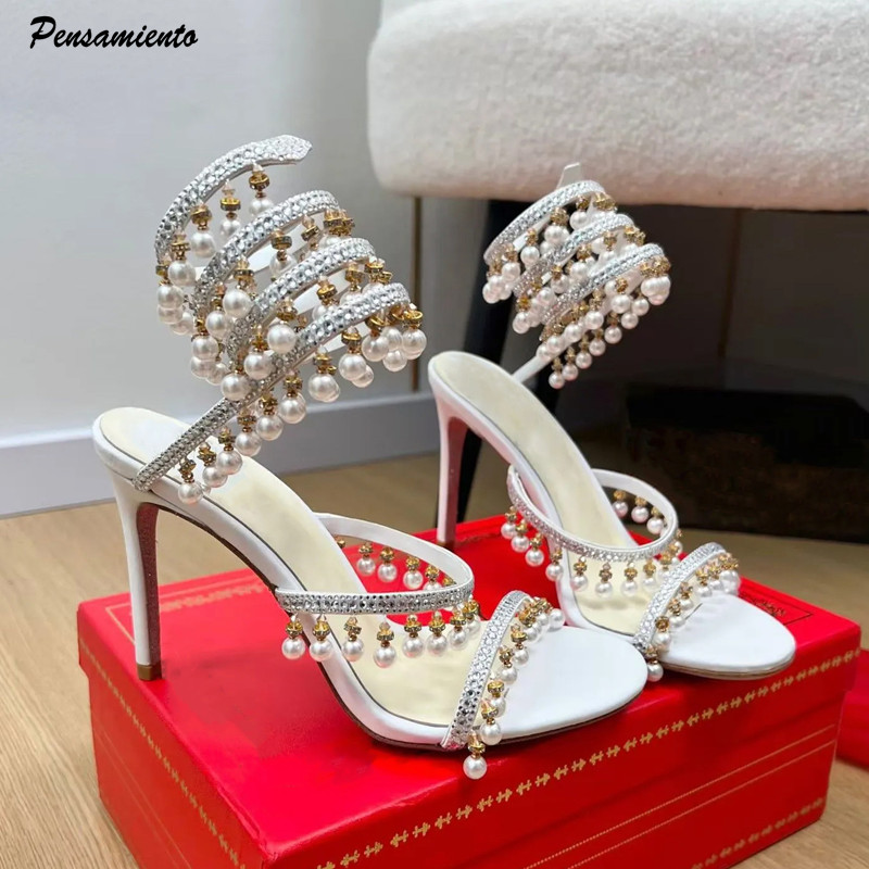 Luxury Lifestyle Shoes - Sandali gladiatore da donna con strass